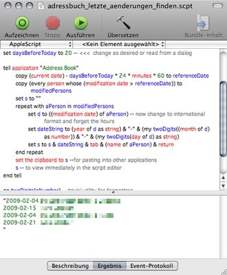AppleScript - Letzte Adressbuchaenderungen
